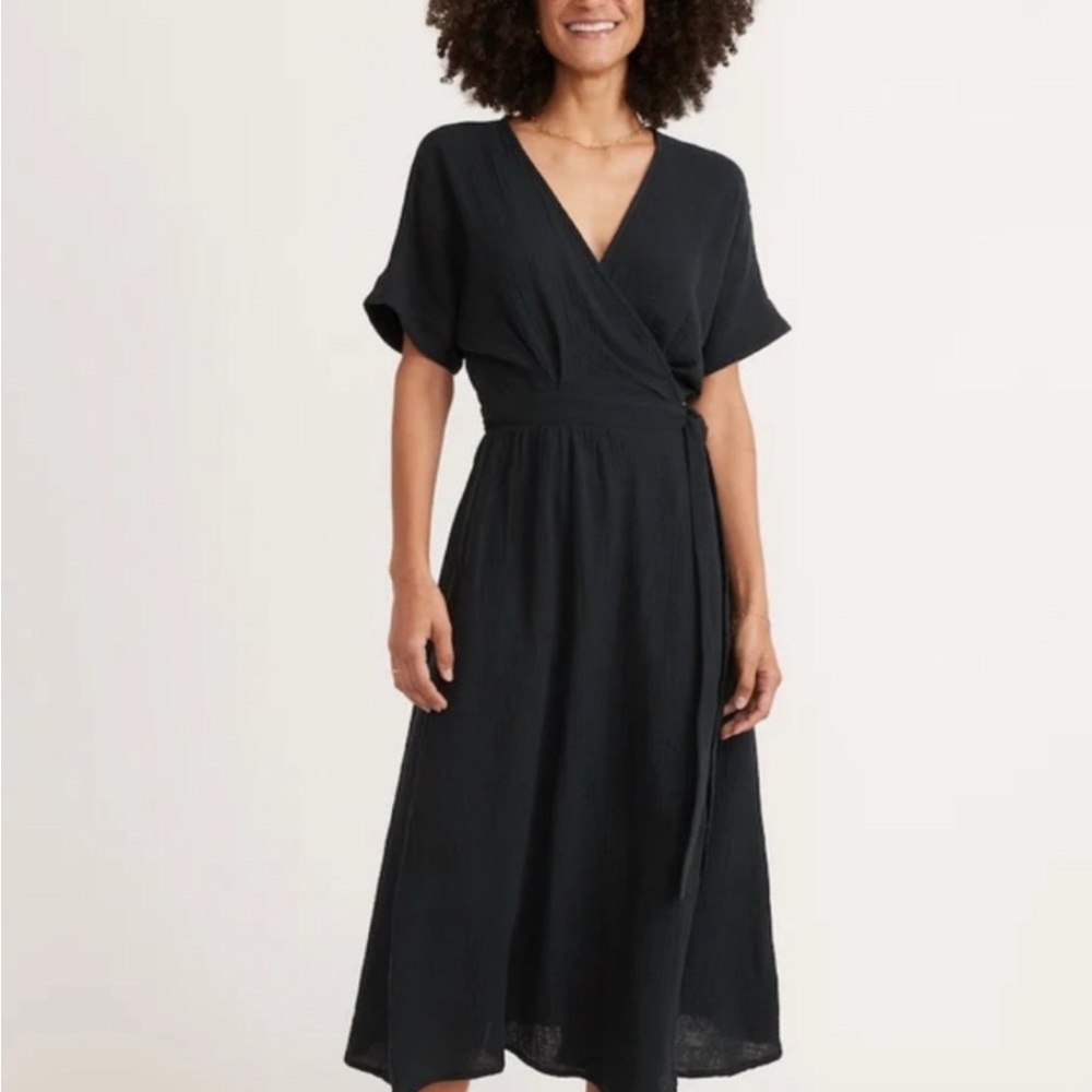 Marine Layer Valencia Wrap Dress Black Small